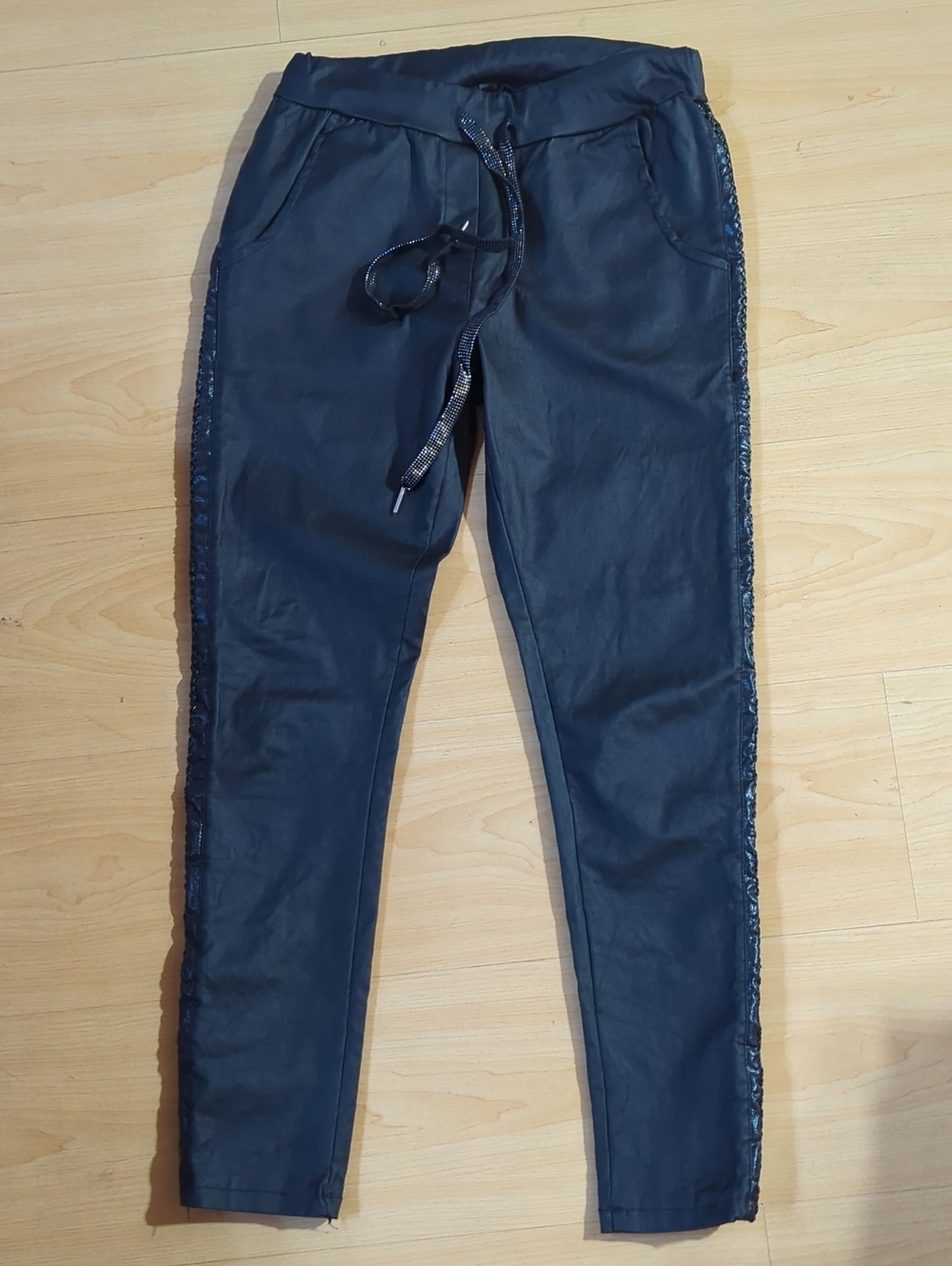 Venti6 Italy Braided Side Sparkle Trim Pants Jogger S